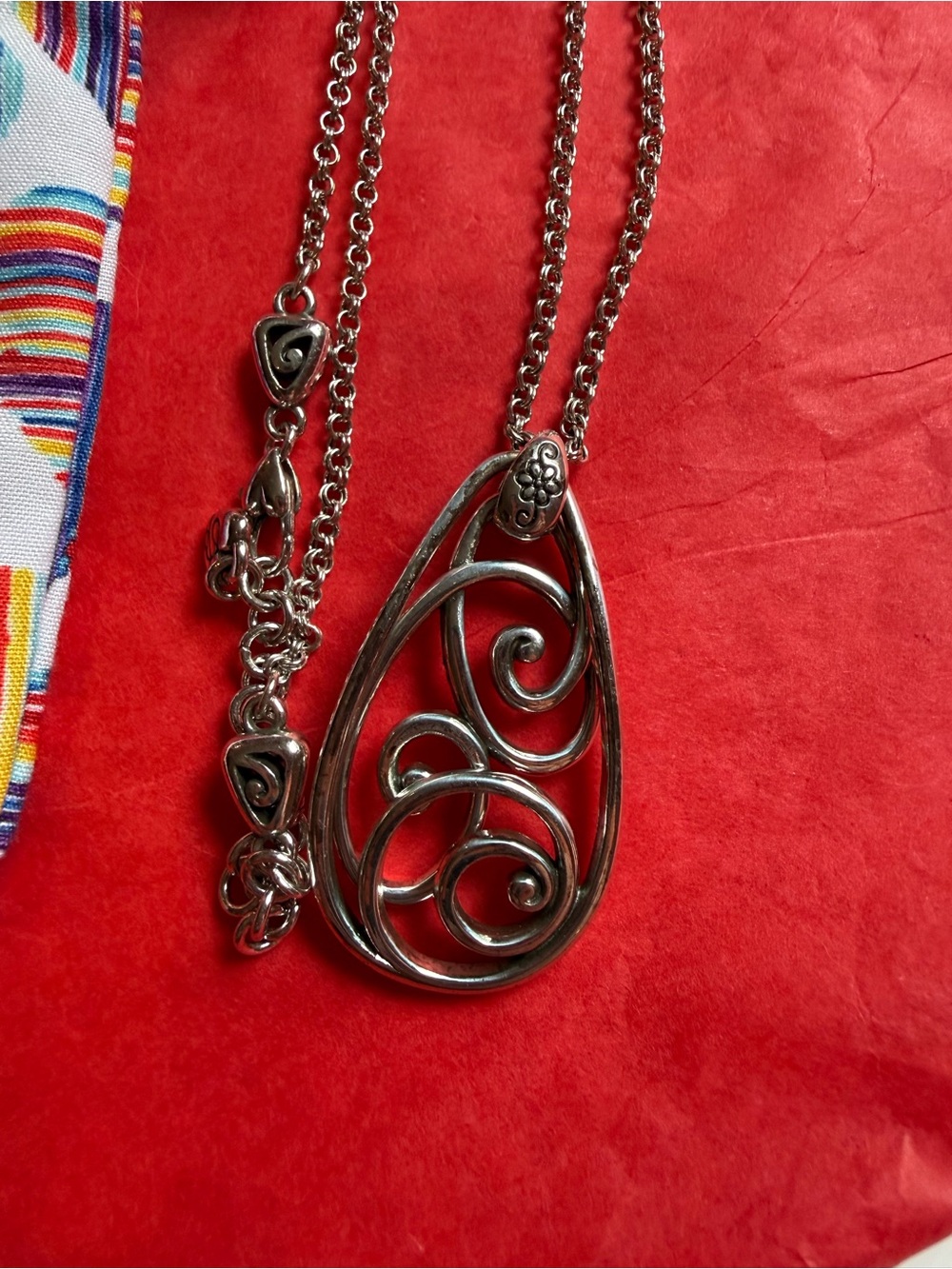 Brighton Multicolor Heart Pouch with Silver Swirl Pendant Necklace - Picture 3 of 4
